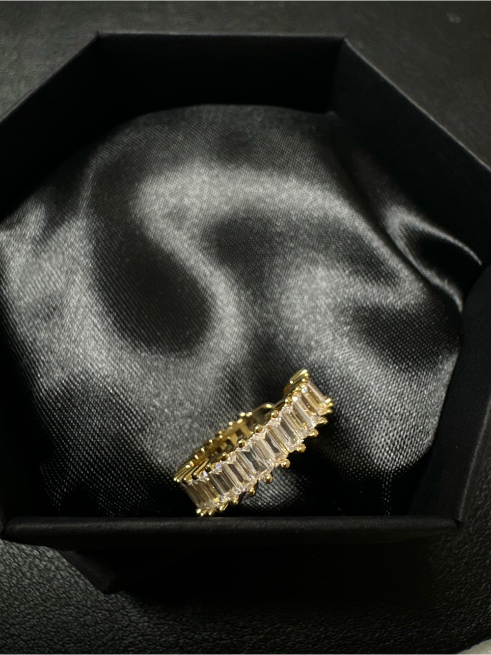 Gold filled baguette ring - adjustable